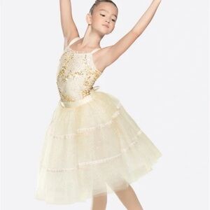Revolution Dancewear | Sometimes Floral Ballet Tutu Dress Gold, Size MC